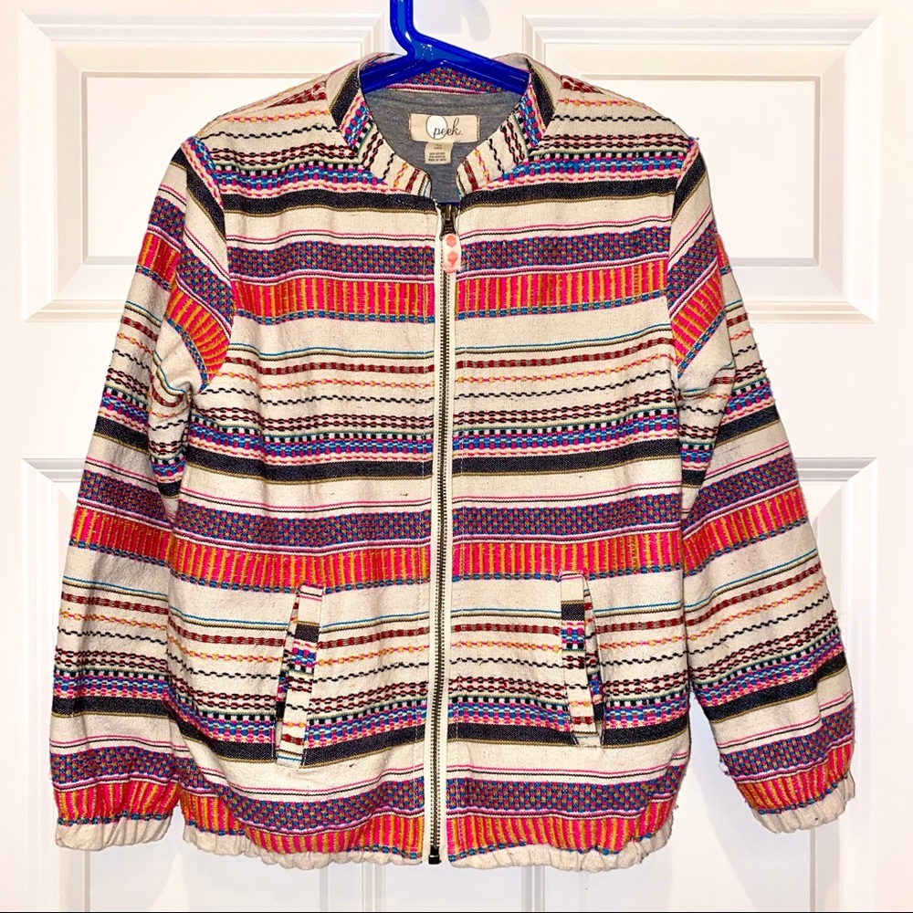 Peek Kids Absolutely Gorgeous Multi Pattern Knitted Zip-up Jacket Elastics-Cuffs